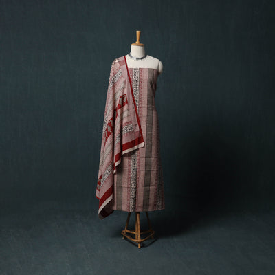 Bagh Hand Block Print Cotton 3pc Unstitched Dress Material Suit Set 02