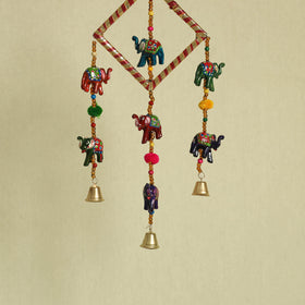  Elephant - Handpainted Wooden Decorative Bell Hanging