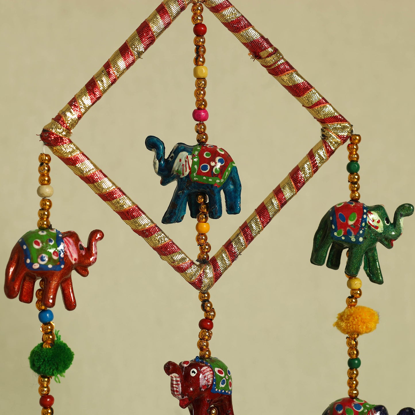  Elephant - Handpainted Wooden Decorative Bell Hanging