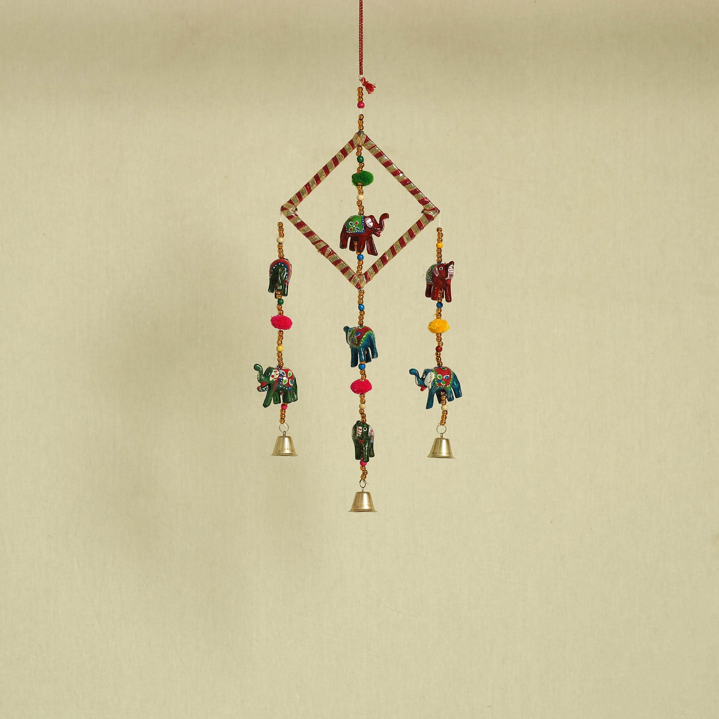  Elephant - Handpainted Wooden Decorative Bell Hanging