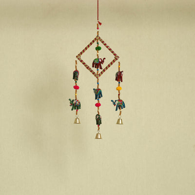  Elephant - Handpainted Wooden Decorative Bell Hanging