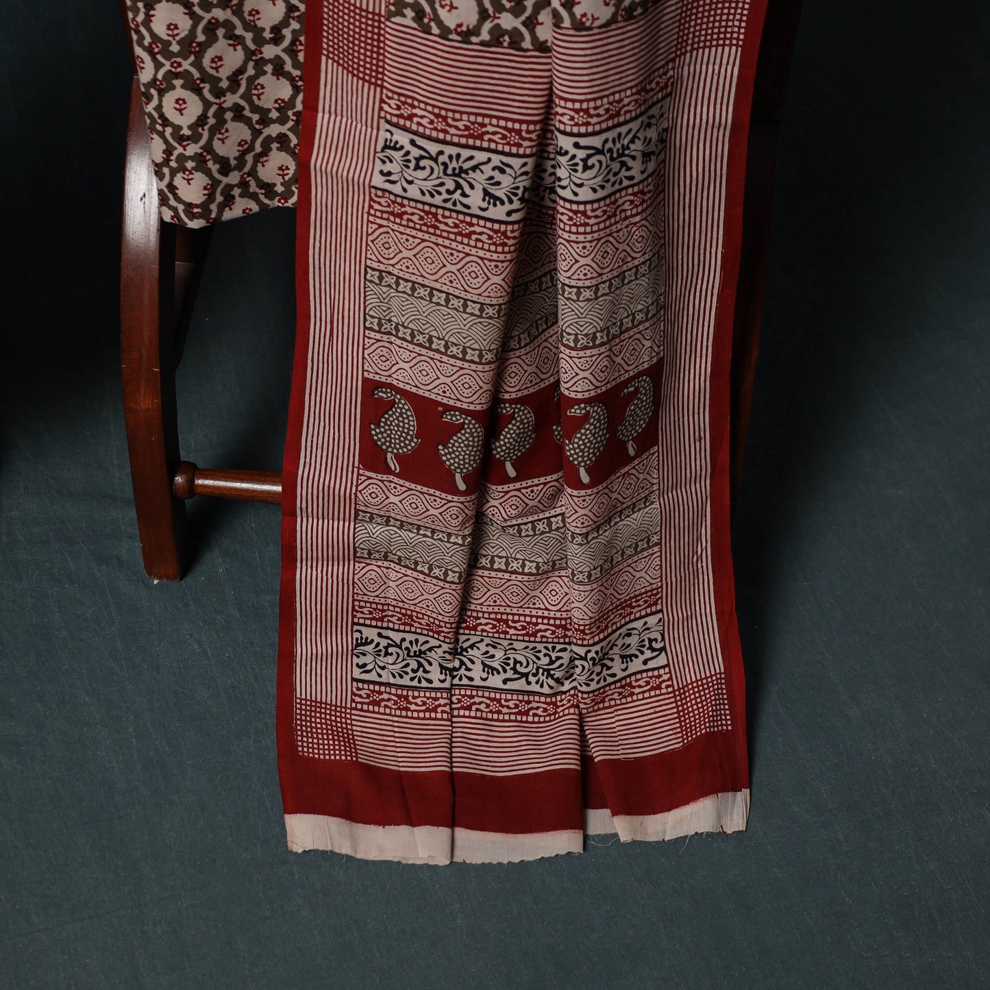 Bagh Hand Block Print Cotton 3pc Unstitched Dress Material Suit Set 02