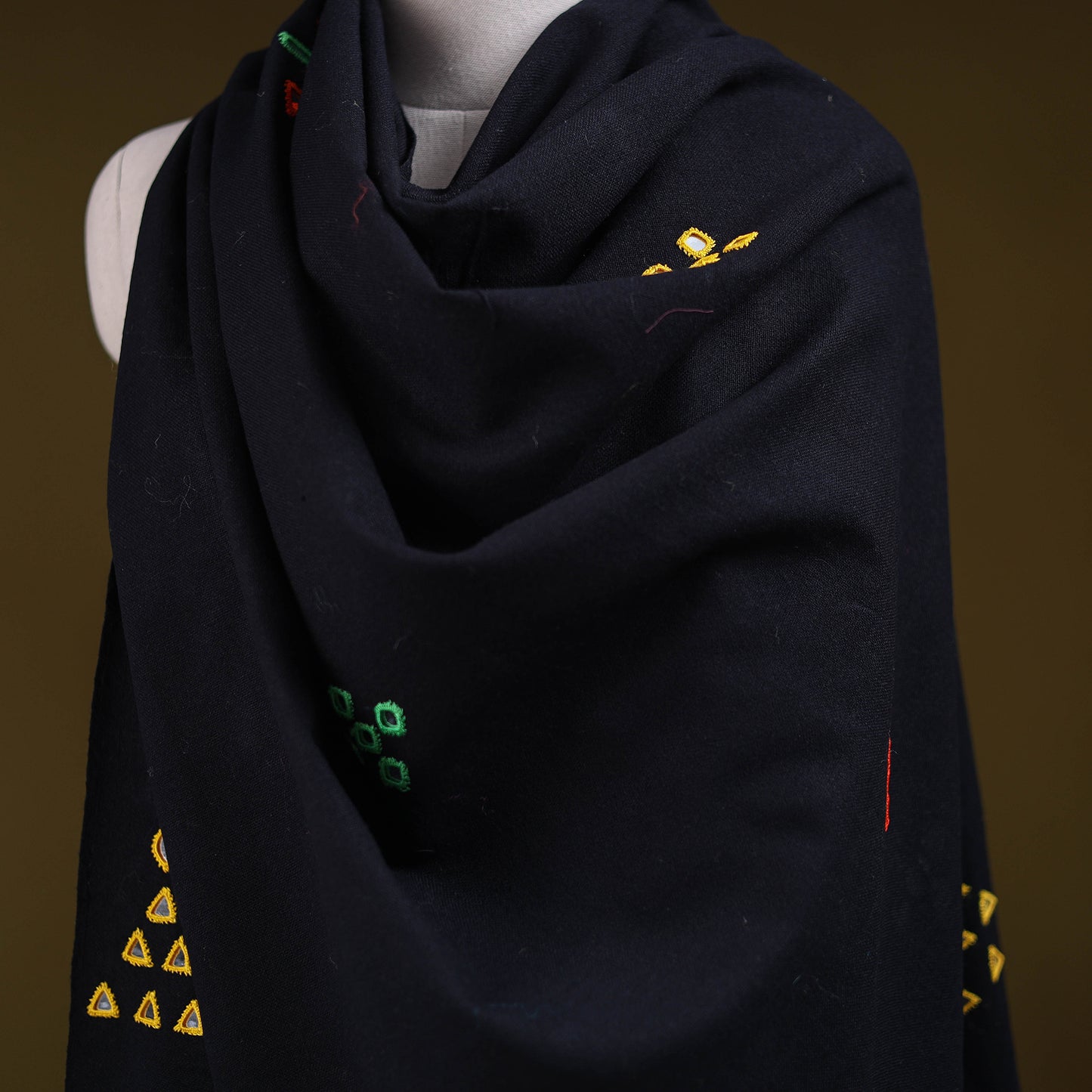 Kutch Handwoven Mirror Work Acrylic Wool Shawl 147