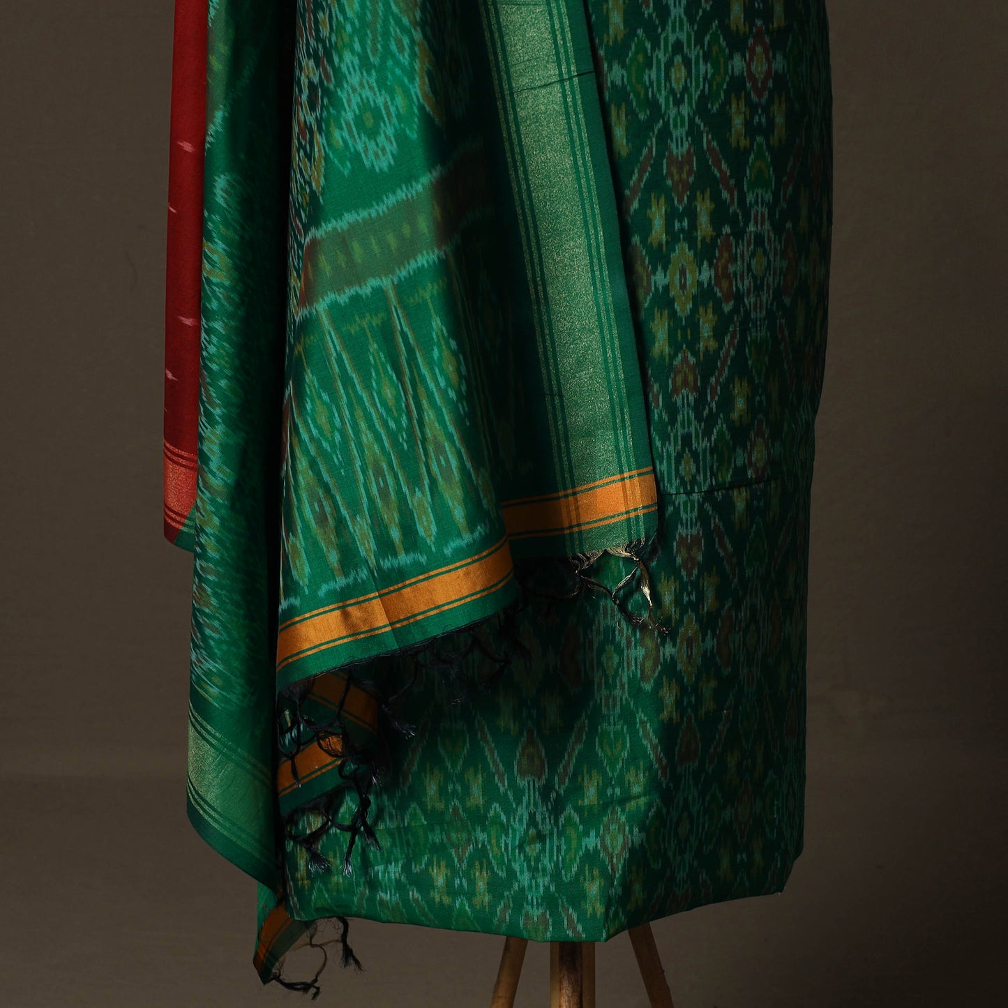 Handloom Sico Pochampally Ikat 2pc Unstitched Dress Material Kurta Set 02