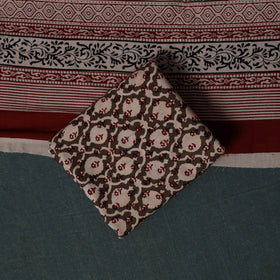 Bagh Hand Block Print Cotton 3pc Unstitched Dress Material Suit Set 02