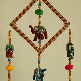  Elephant - Handpainted Wooden Decorative Bell Hanging
