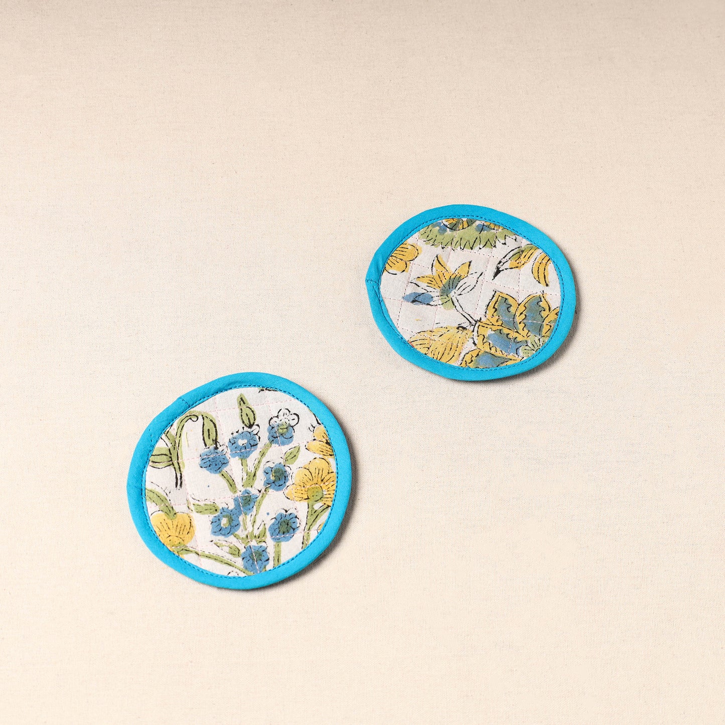 Blue - Handcrafted Sanganeri Print Coaster (Set of 2) 23