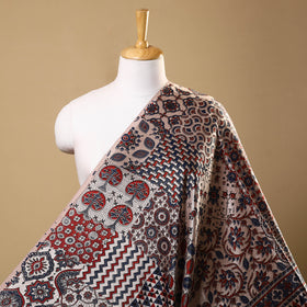 Multicolor Natural Dyed Mashru Silk Ajrakh Print Fabric