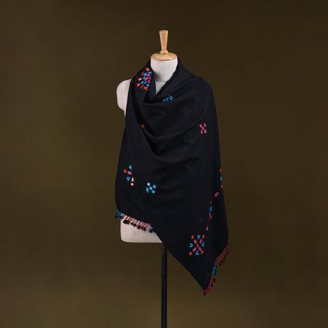 Kutch Handwoven Mirror Work Acrylic Wool Shawl 148