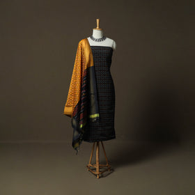Handloom Sico Pochampally Ikat 2pc Unstitched Dress Material Kurta Set 03