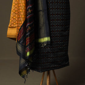 Handloom Sico Pochampally Ikat 2pc Unstitched Dress Material Kurta Set 03