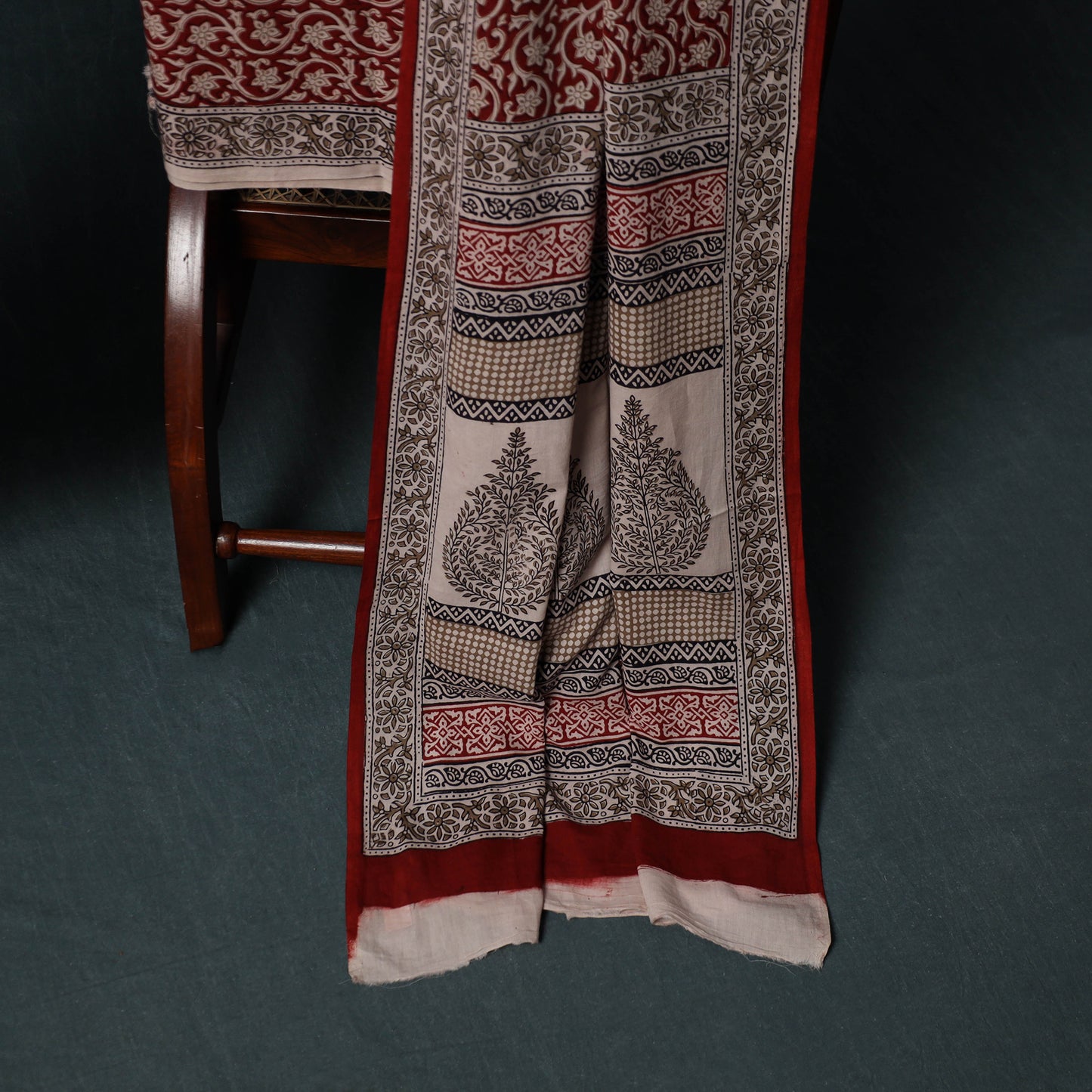 Bagh Hand Block Print Cotton 3pc Unstitched Dress Material Suit Set 04