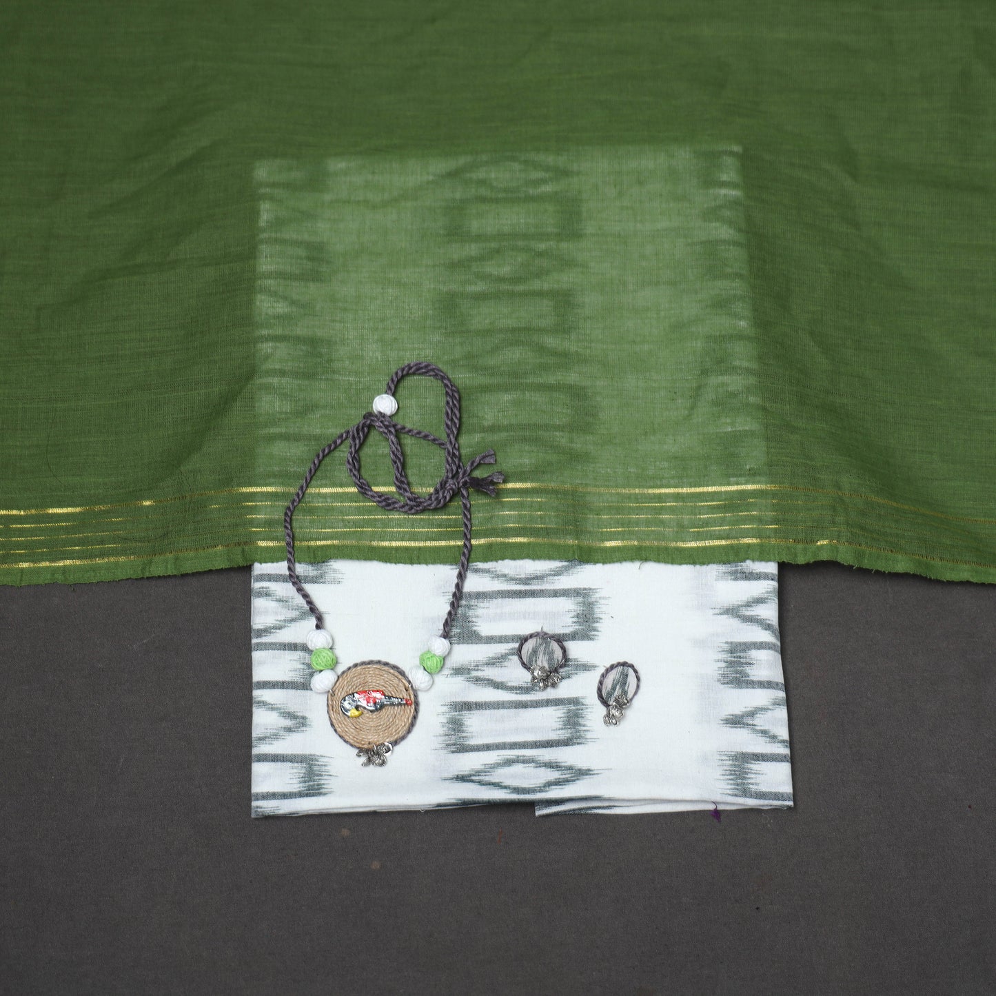 3pc unstitched maniabandha ikat dress material