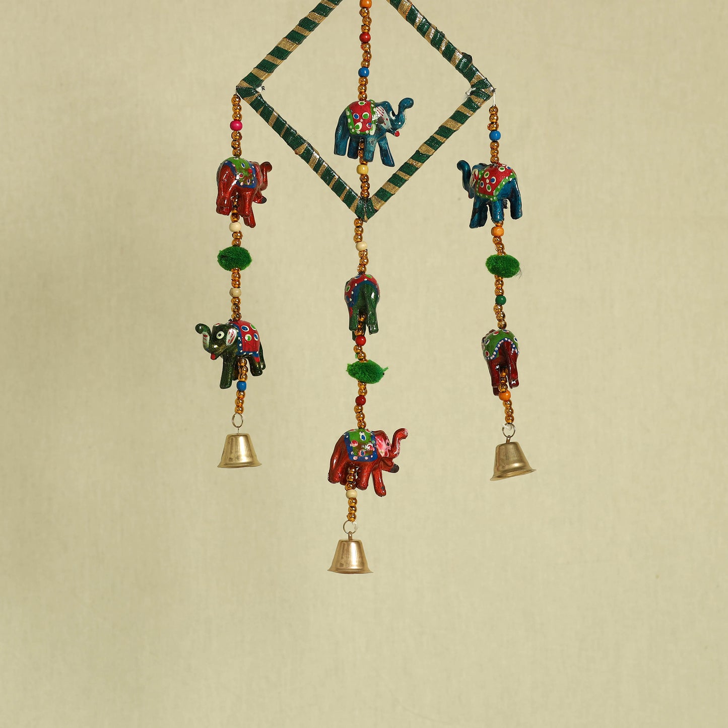  Elephant - Handpainted Wooden Decorative Bell Hanging