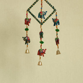  Elephant - Handpainted Wooden Decorative Bell Hanging