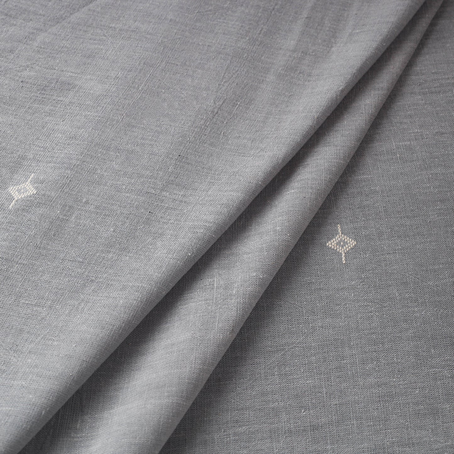 Grey Handloom Organic Buti Kala Cotton Fabric