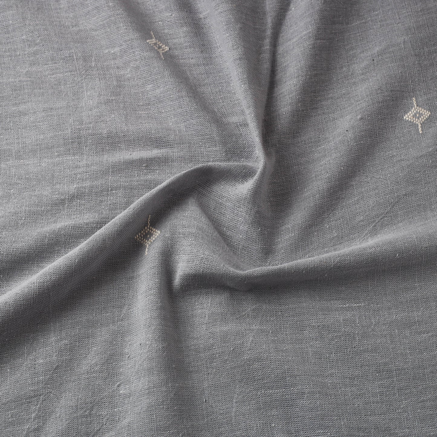 Grey Handloom Organic Buti Kala Cotton Fabric