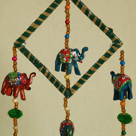  Elephant - Handpainted Wooden Decorative Bell Hanging