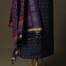 Handloom Sico Pochampally Ikat 2pc Unstitched Dress Material Kurta Set 04