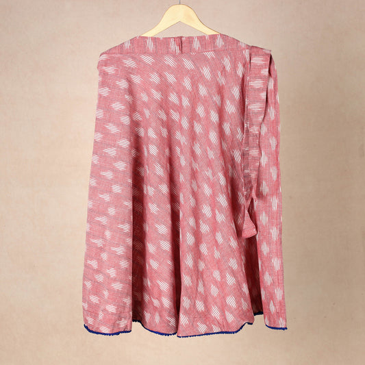 Pink - Pochampally Ikat Cotton Wrap Around Skirt