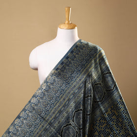 Blue Natural Dyed Mashru Silk Ajrakh Print Fabric