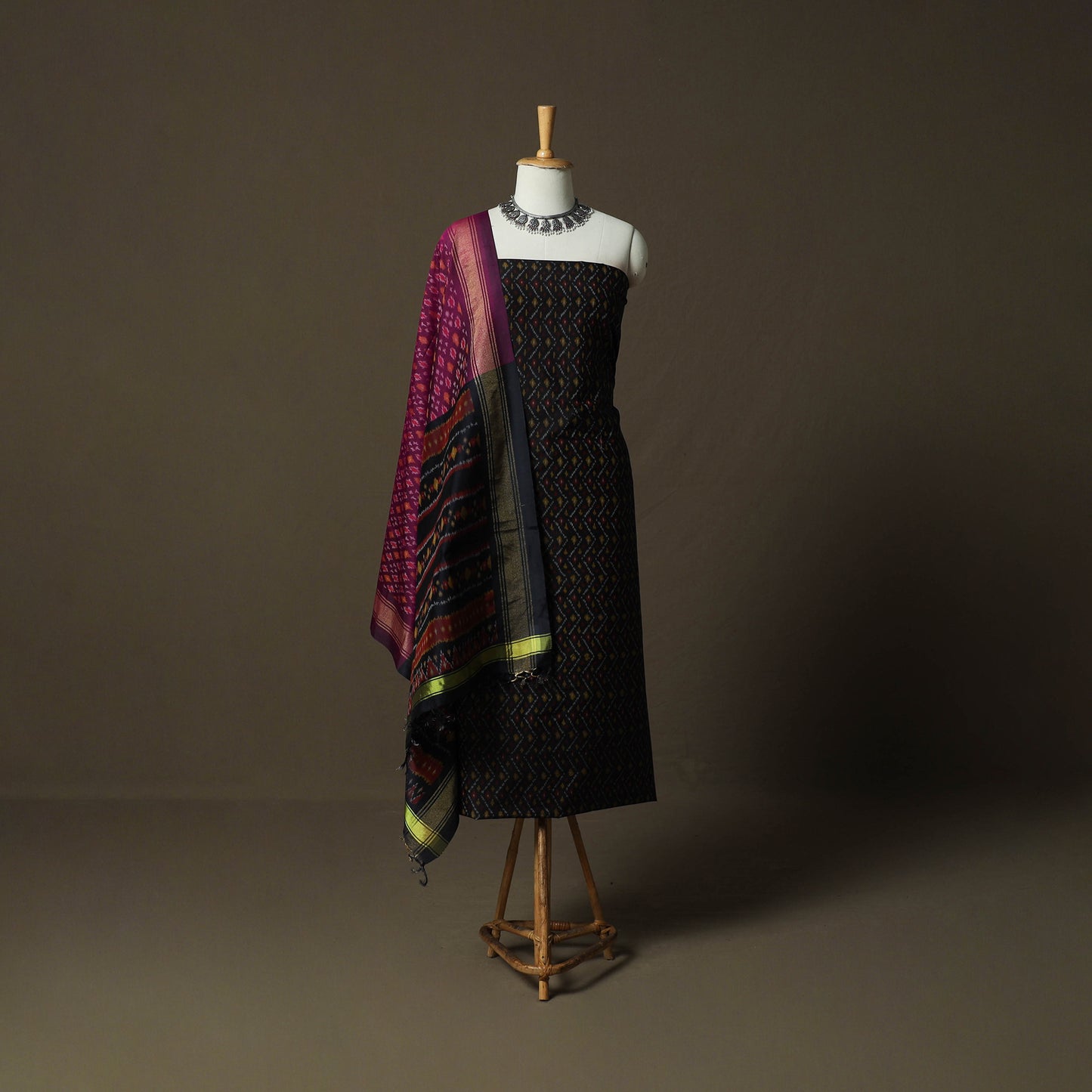 Handloom Sico Pochampally Ikat 2pc Unstitched Dress Material Kurta Set 05