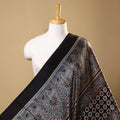 Black Natural Dyed Mashru Silk Ajrakh Print Fabric
