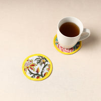 Yellow - Handcrafted Sanganeri Print Coaster (Set of 2) 31