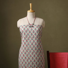 Multicolor Designer! Block Print Cotton Dress Material with Jewellery Set