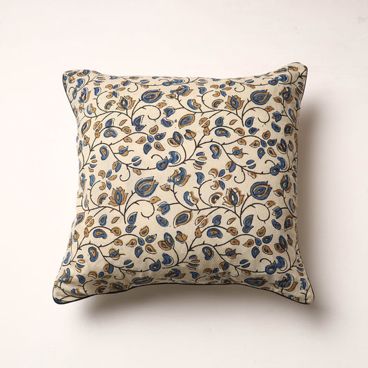 Beige - Ajrakh Block Printed Cotton Cushion Cover (16 x 16 in)