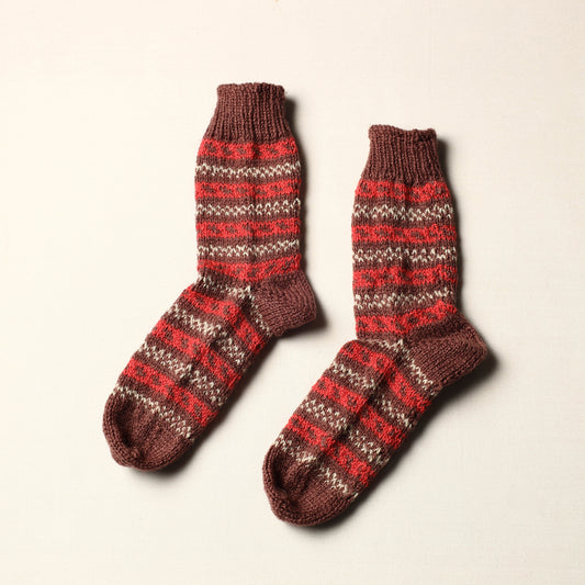 Multicolor - Brown - Kumaun Hand Knitted Woolen Socks (Adult)