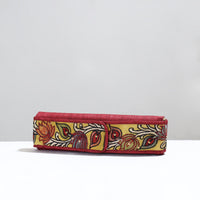 Red - Handpainted Kalamkari Natural Dyed Ghicha Silk Earrings Pouch 23