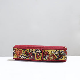 Red Handpainted Kalamkari Natural Dyed Ghicha Silk Earrings Pouch 23 