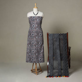 Brown - 2pc unstitched sanganeri dress material