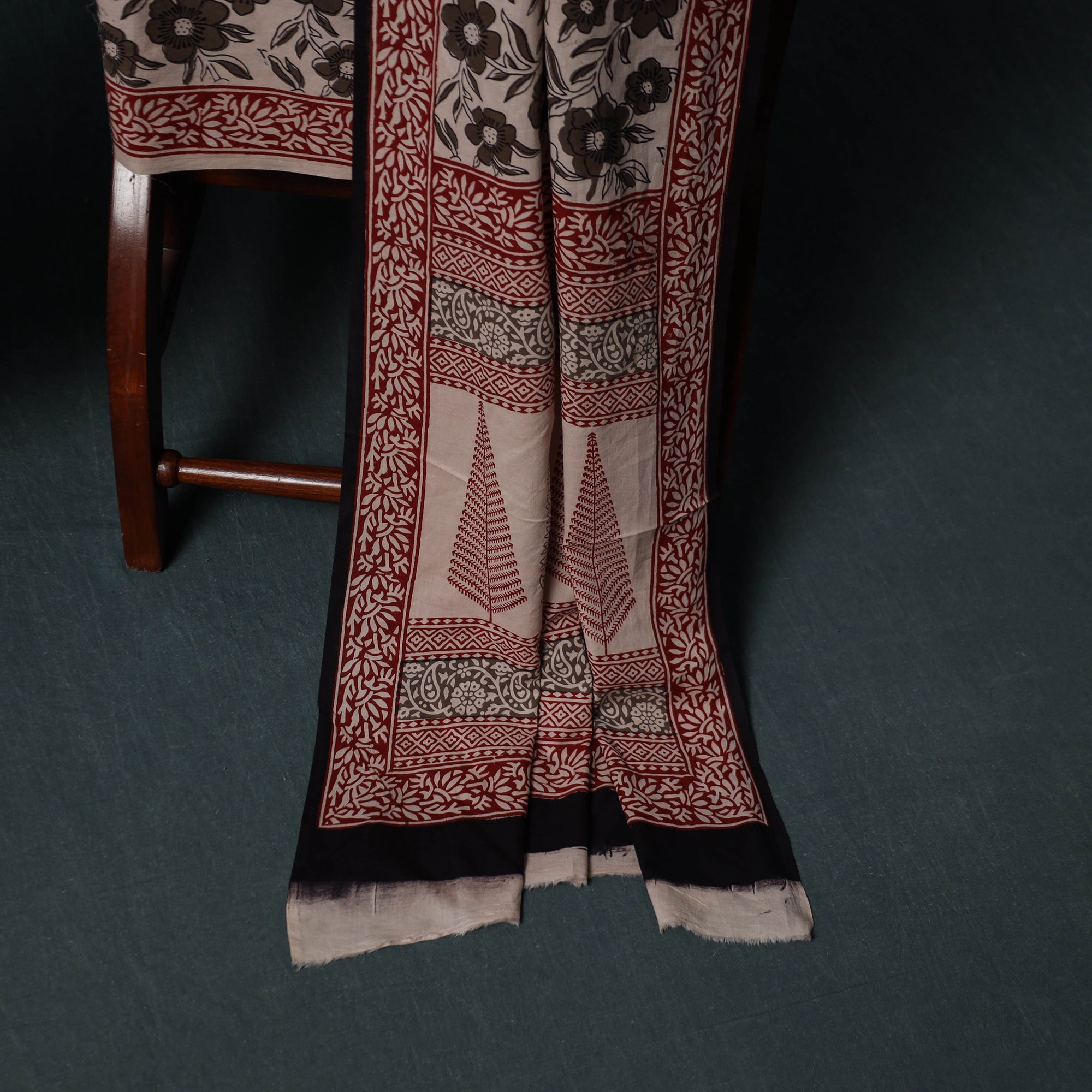 Bagh Hand Block Print Cotton 3pc Unstitched Dress Material Suit Set 07