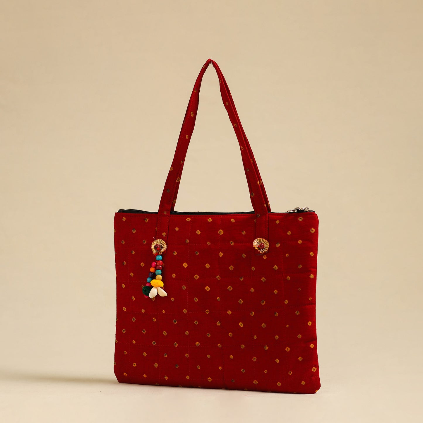 Red - Handcrafted Quilted Cotton Hand Bag 03