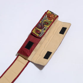 Red Handpainted Kalamkari Natural Dyed Ghicha Silk Earrings Pouch 23 