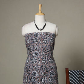 Brown - 2pc unstitched sanganeri dress material