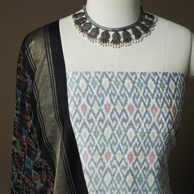 Handloom Sico Pochampally Ikat 2pc Unstitched Dress Material Kurta Set 06