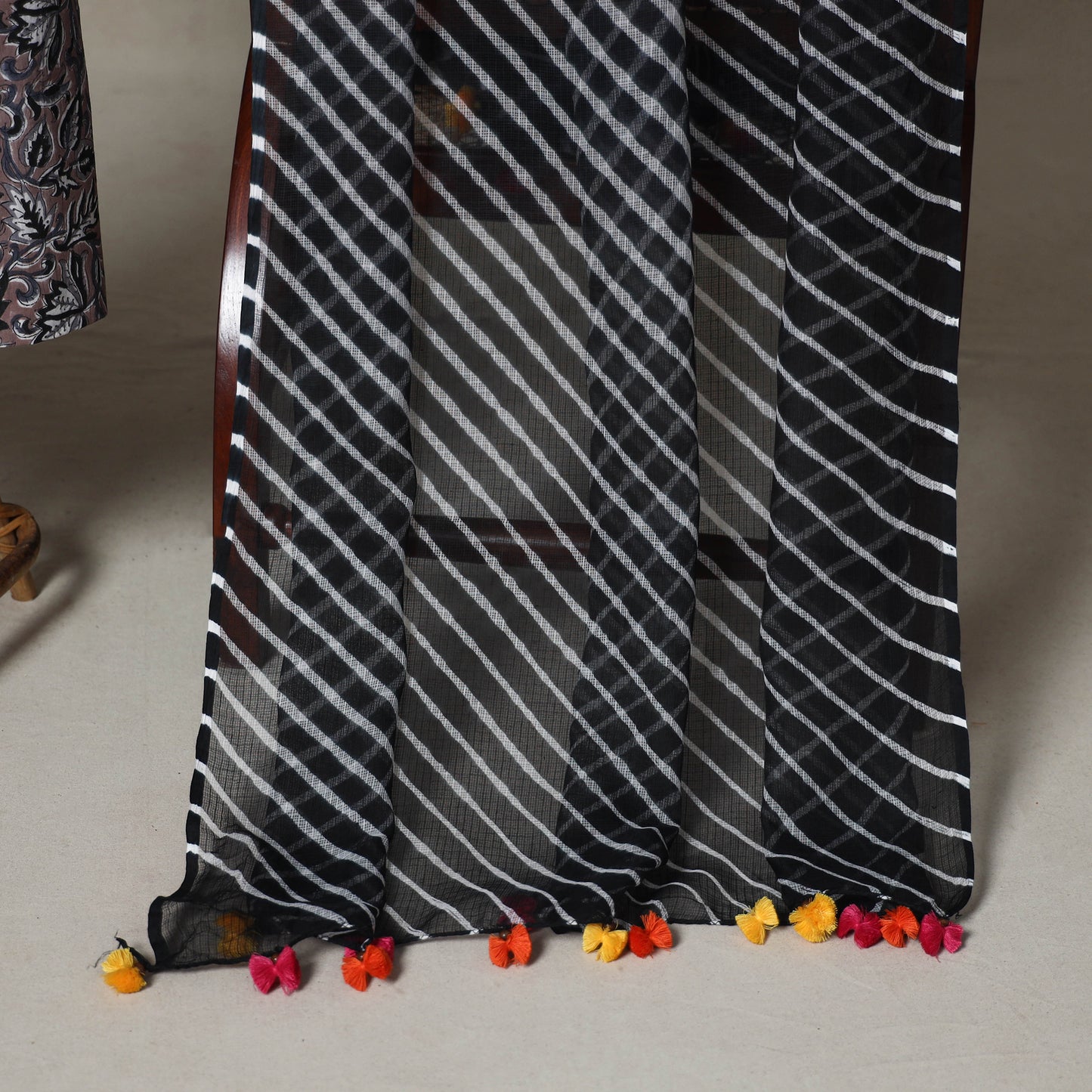 Brown - 2pc unstitched sanganeri dress material