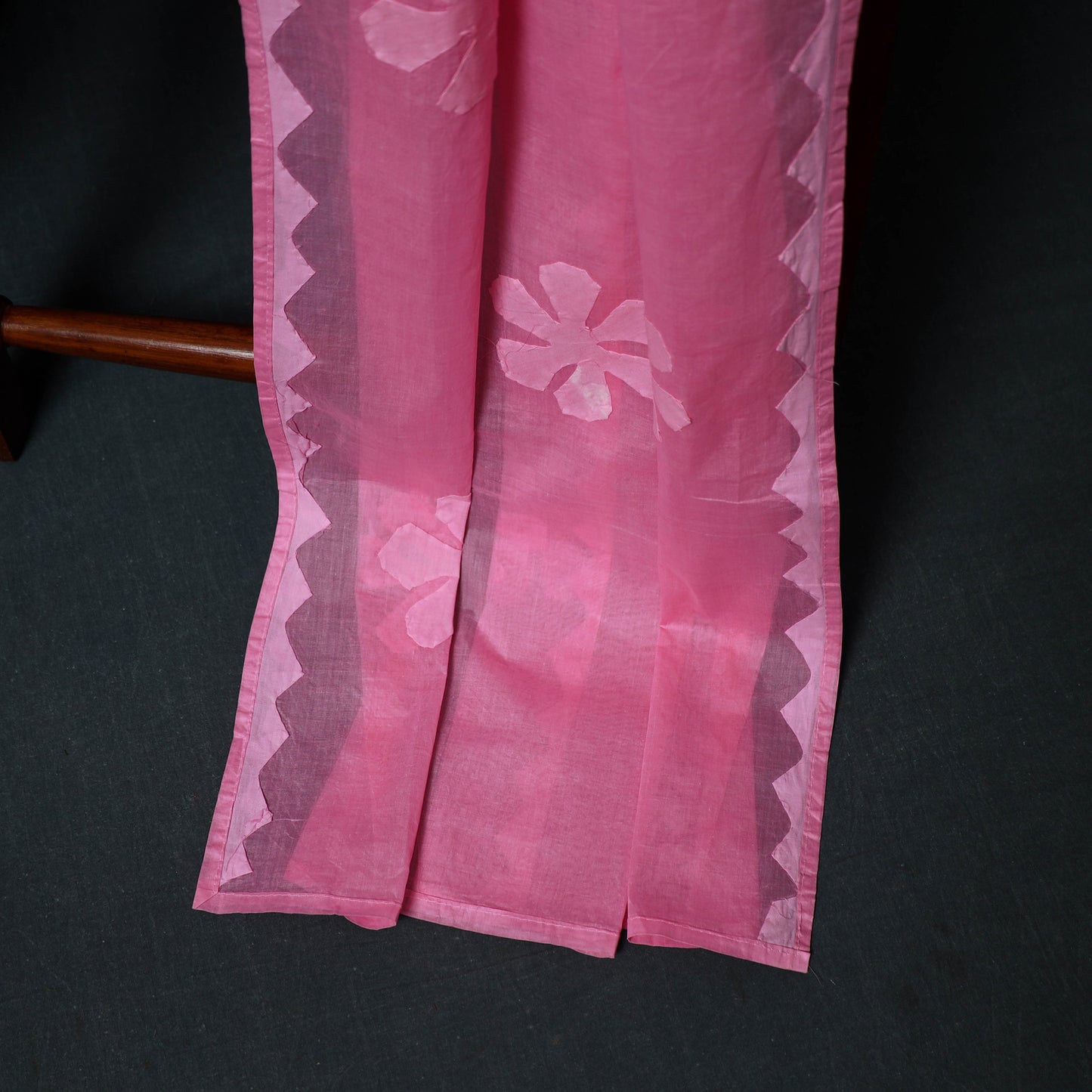 Pink - Barmer Applique Cutwork Cotton 3pc Unstitched Dress Material Suit Set 02