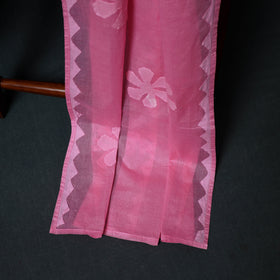 Pink - Barmer Applique Cutwork Cotton 3pc Unstitched Dress Material Suit Set 02