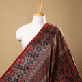 Red - natural dyed mashru silk fabric 28 - handcrafted