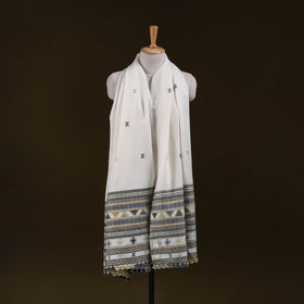 White - Kutch Bhujodi Handwoven Acrylic Wool Shawl 152