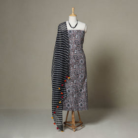 Brown - 2pc unstitched sanganeri dress material