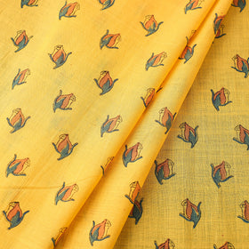Yellow Mangalgiri Block Printed Handwoven Cotton Fabric 