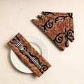 Set of 4 - Brown Hand Batik Printed Cotton Table Napkins