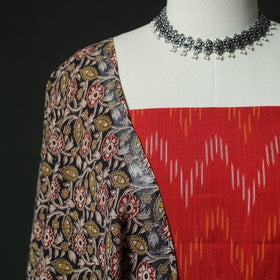 Pochampally Ikat Woven 2pc Cotton Unstitched Dress Material Kurta Set with Earrings 03