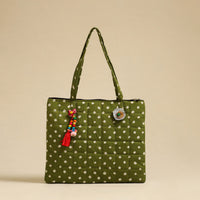 Green - Handcrafted Quilted Cotton Hand Bag 06