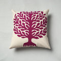 Purple Pipli Applique Work Cotton Cushion Cover
